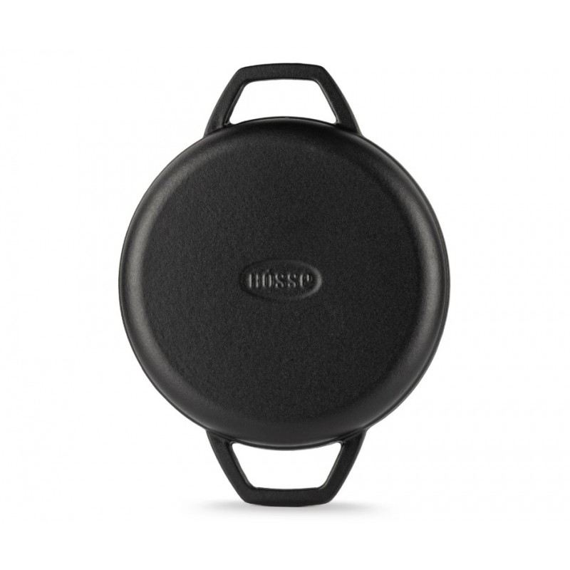 Patelnia żeliwna z dwoma uchwytami emaliowana Hosse, Black Onyx, Ф22cm | Płaska patelnia żeliwna | Patelnia żeliwna |