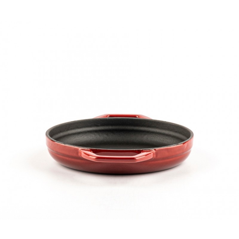 Patelnia żeliwna z dwoma uchwytami emaliowana Hosse, Rubin, Ф16cm | Płaska patelnia żeliwna | Patelnia żeliwna |