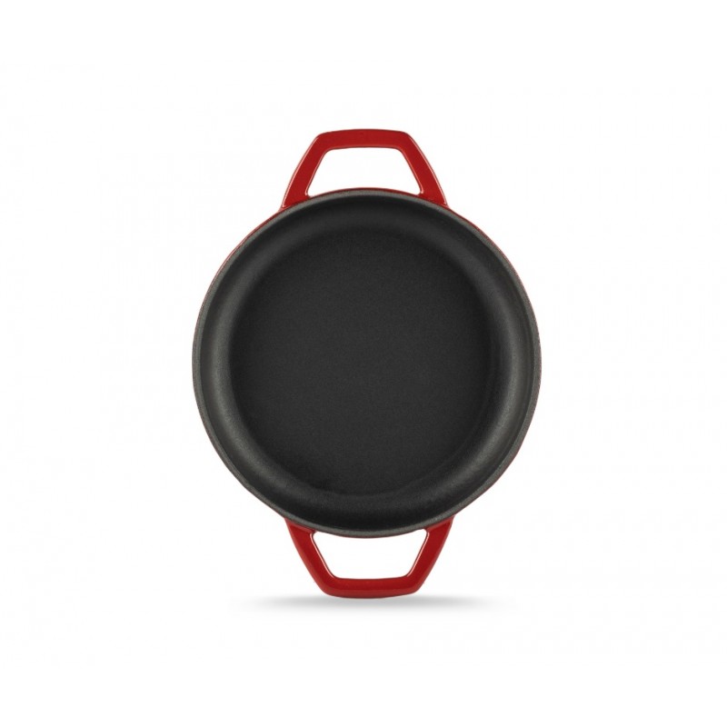 Patelnia żeliwna z dwoma uchwytami emaliowana Hosse, Rubin, Ф16cm | Płaska patelnia żeliwna | Patelnia żeliwna |
