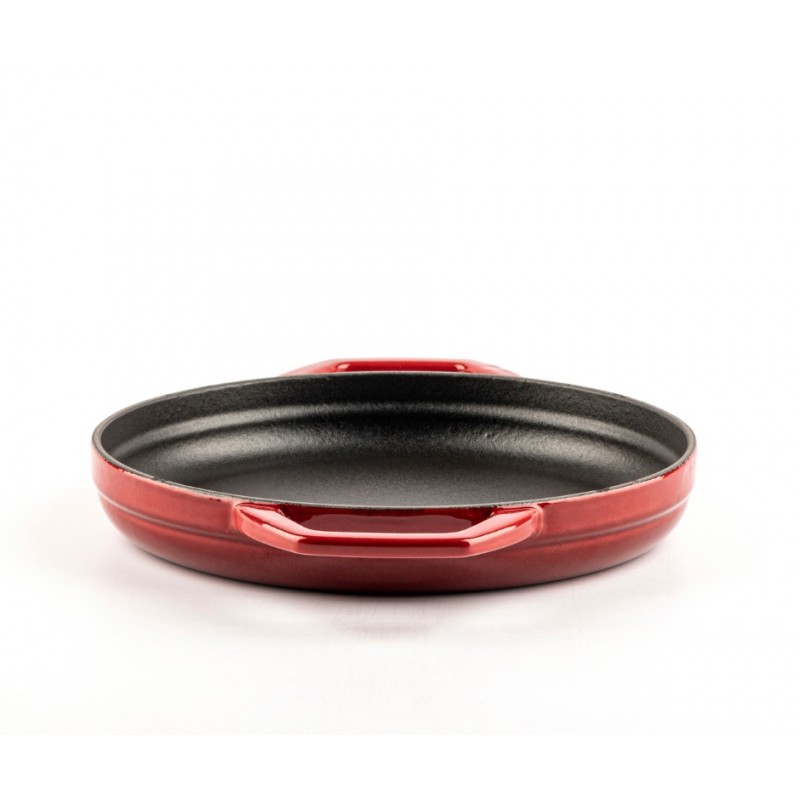 Patelnia żeliwna z dwoma uchwytami emaliowana Hosse, Rubin, Ф22cm | Płaska patelnia żeliwna | Patelnia żeliwna |