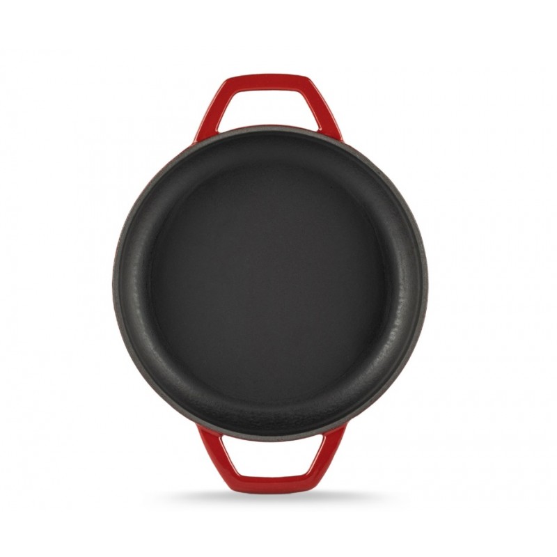 Patelnia żeliwna z dwoma uchwytami emaliowana Hosse, Rubin, Ф22cm | Płaska patelnia żeliwna | Patelnia żeliwna |