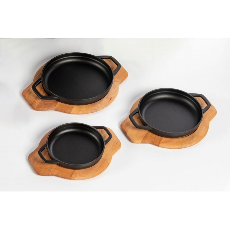 Patelnia żeliwna z dwoma uchwytami emaliowana Hosse, Black Onyx, Ф22cm | Płaska patelnia żeliwna | Patelnia żeliwna |