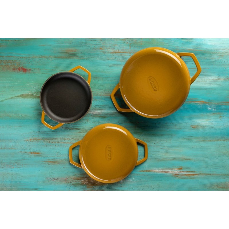 Patelnia żeliwna z dwoma uchwytami emaliowana Hosse, Dijon, Ф16cm | Płaska patelnia żeliwna | Patelnia żeliwna |