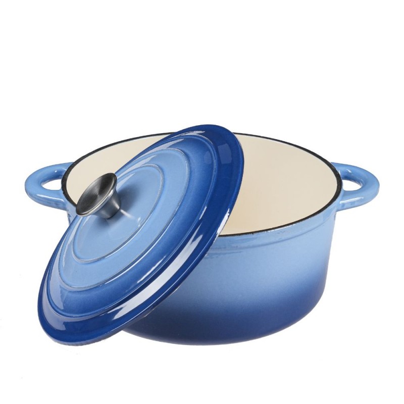 Garnek żeliwny emaliowany, Niebieski, Ф22 - 