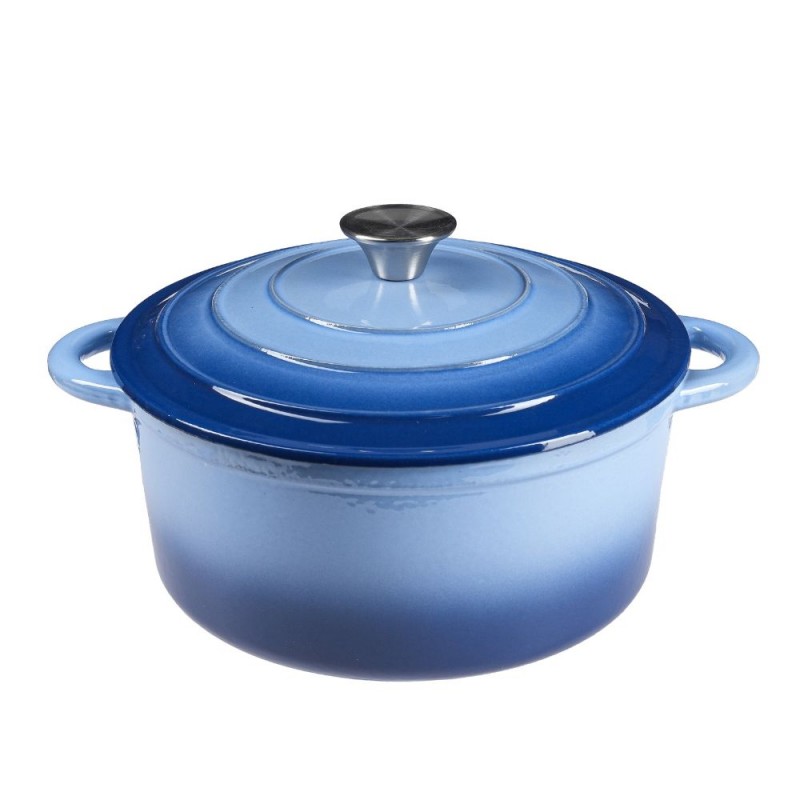 Garnek żeliwny emaliowany, Niebieski, Ф22 - 