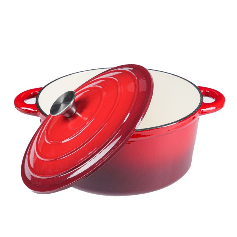 Garnek żeliwny emaliowany, Czerwony, Ф22 - 