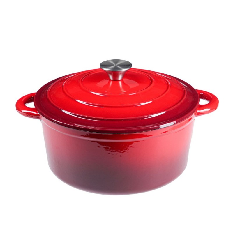 Garnek żeliwny emaliowany, Czerwony, Ф22 - 