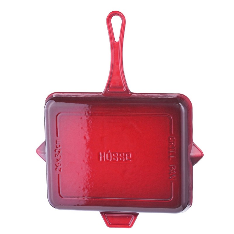 Patelnia grillowa żeliwna emaliowana Hosse, Rubin, 26x32cm | Patelnia grillowa żeliwna | Patelnia żeliwna |